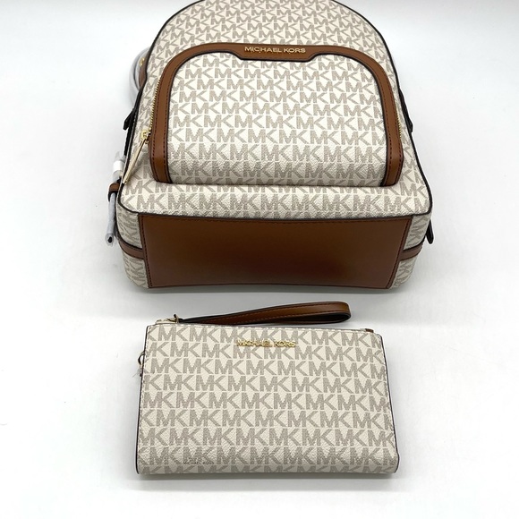 Michael Kors Jaycee Medium Zip Packet Backpack & Double Zip Wallet Wristlet - Picture 5 of 13